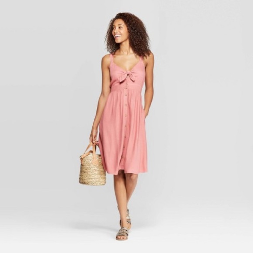 NWOT | Tie front apron dress